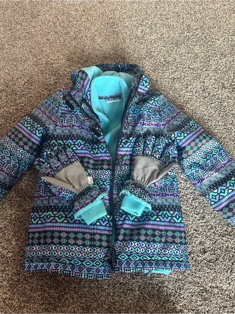 The Children's Place Teal & Purple Patterned Puffer Jacket